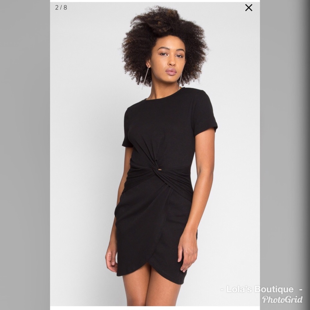 Black Ribbed Bodycon Dress - Picture 4 of 5
